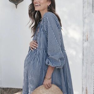 Blue Gingham Maxi Dress